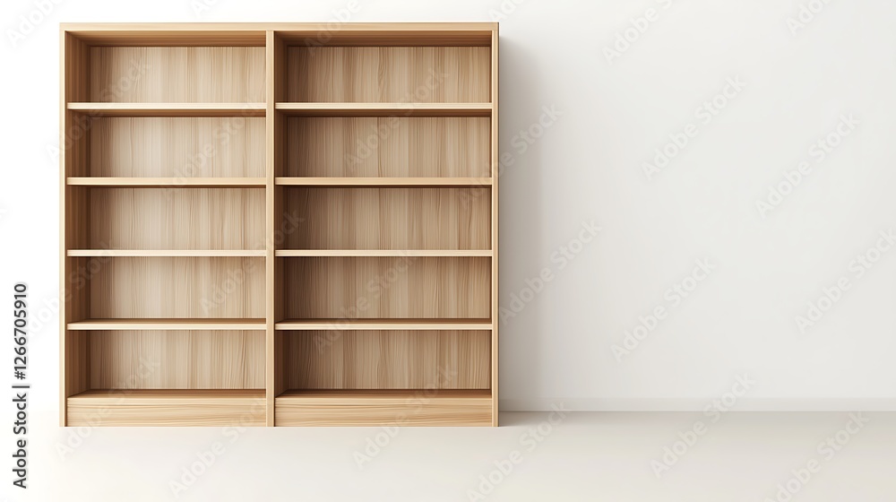 A large wooden bookcase with many shelves