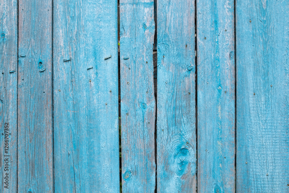 Fototapeta premium Weathered blue natural planked wooden background