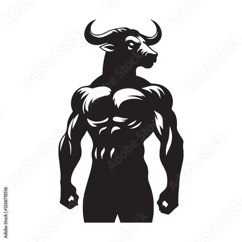 Mighty Minotaur silhouette designed for legendary battle themes - Minotaur illustration - Minotaur vector - mythical creature silhouette
