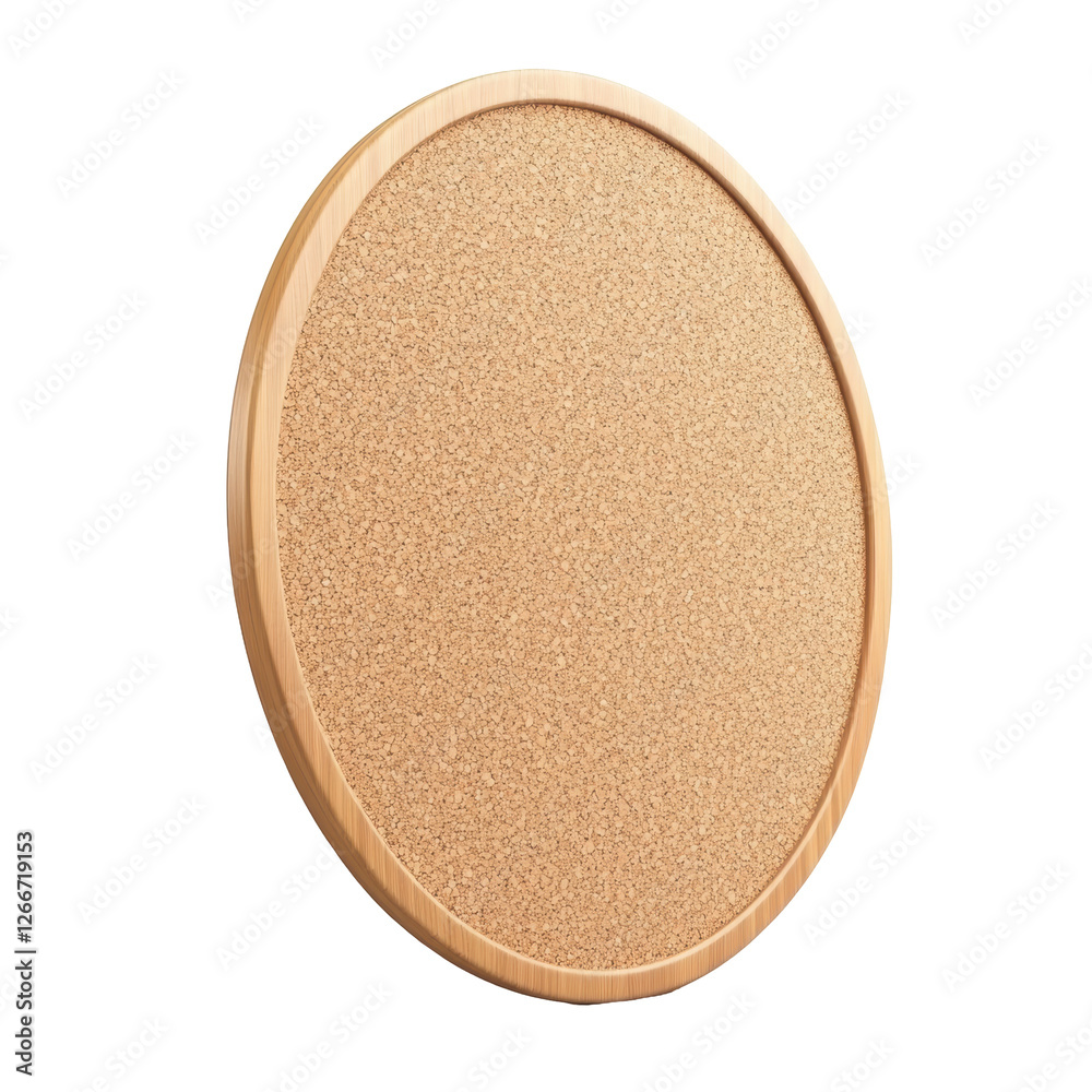 Isolated Slanted Oval Cork Board With Wooden Frame Isolated Slanted Oval Cork Board With Wooden Frame