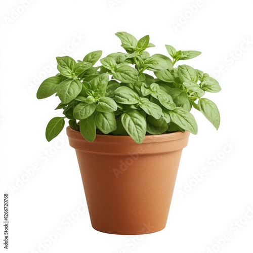 Oregano plant growing in a simple terracotta pot