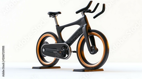 Modern black balance bike on a white background.