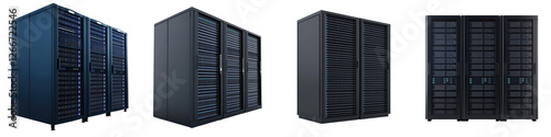 Powerful data center server racks providing high performance scalable and energy efficient computing infrastructure to power mission critical digital services cloud computing