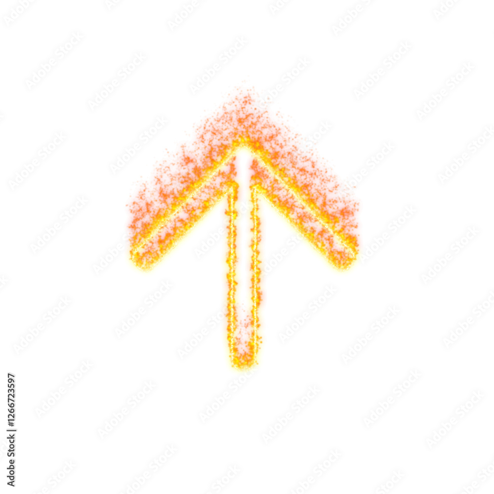 Obraz premium Burning icon arrow up on transparent background. Flames and small fire