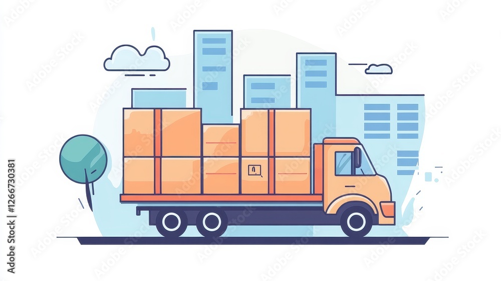 Packaging solutions flat design side view shipping efficiency theme cartoon drawing Split-complementary color scheme. Packaging solutions flat design side view shipping efficiency theme cartoon drawing Split-complementary color scheme.