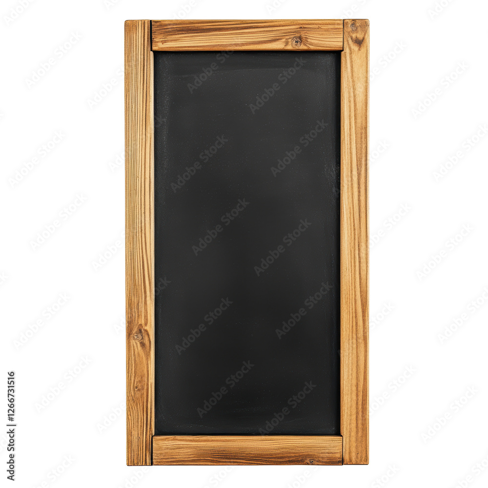 Isolated Long Wooden Framed Vertical Chalkboard for Messages and Art Isolated Long Wooden Framed Vertical Chalkboard for Messages and Art