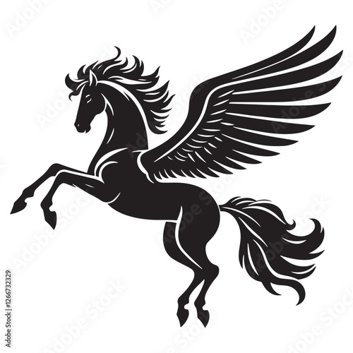 Timeless Pegasus silhouette representing legendary flight - Pegasus illustration - Pegasus vector - mythical creature silhouette
