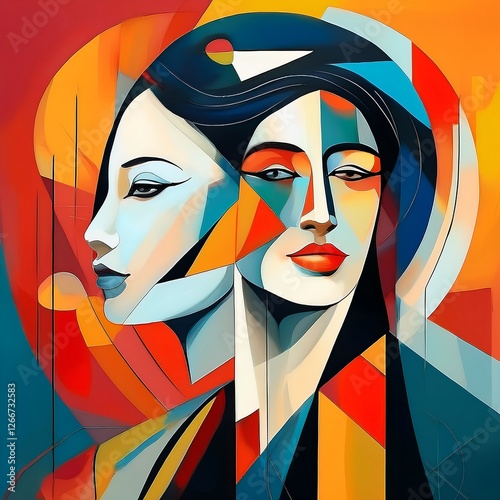 Art painting abstract background face woman person Colorful abstract background design illustration. photo