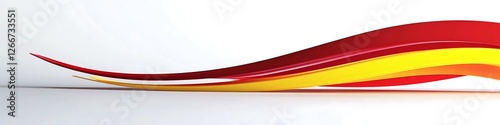 Dynamic and energetic logo with red and yellow swooshes over a white surface