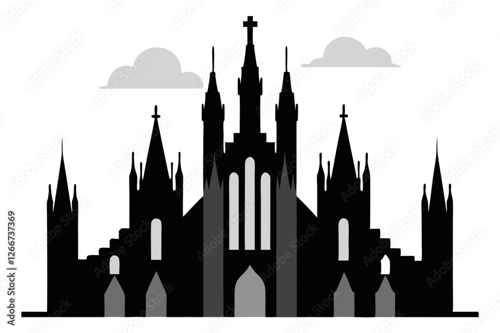 Fototapeta premium silhouette of the cathedral in the evening