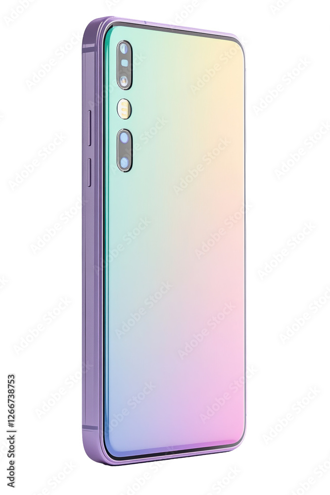 Isolated Sleek Smartphone with Pearlescent Finish Isolated Sleek Smartphone with Pearlescent Finish
