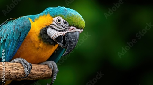 Close-up colorful parrot perched on branch in jungle