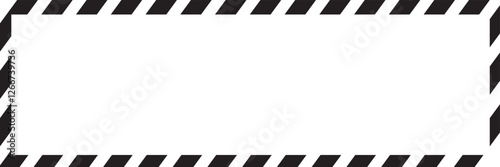 A yellow and black striped border frame surrounding a blank white rectangular background.
