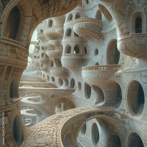 surreal ancient futuristic city