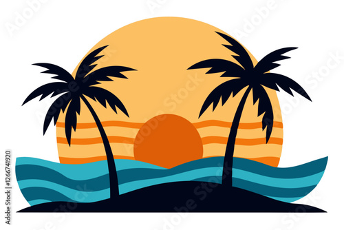 Wallpaper Mural tropical beach with palm trees Torontodigital.ca