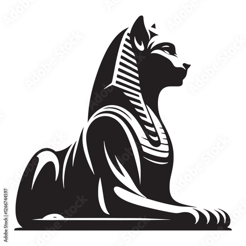 Timeless Sphinx silhouette showcasing artistic mythology - Sphinx illustration - Sphinx vector - mythical creature silhouette
