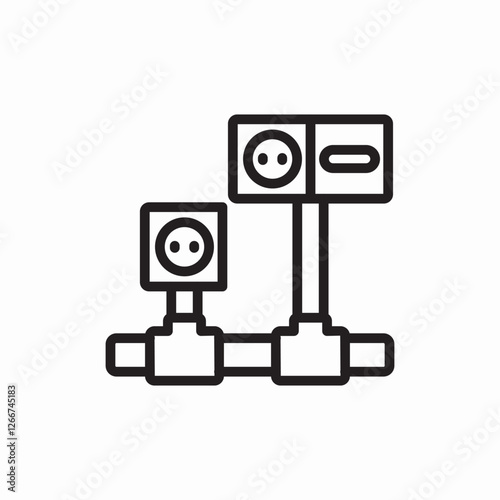 Electric socket extension cord icon vector sign