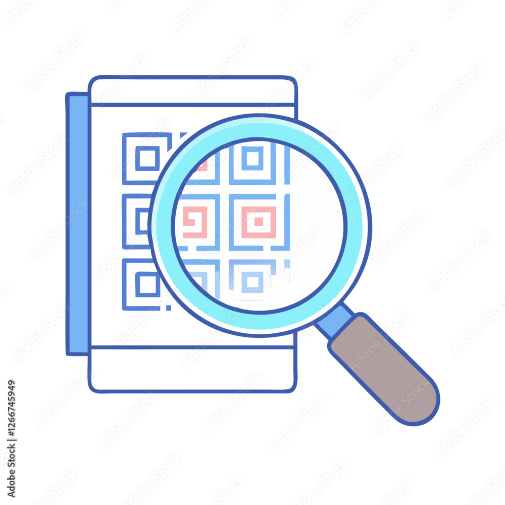 qr code with magnifying glass icon, qr code with magnifying glass vector illustration-simple illustration of qr code with magnifying glass, perfect for qr code with magnifying glass logos and icons