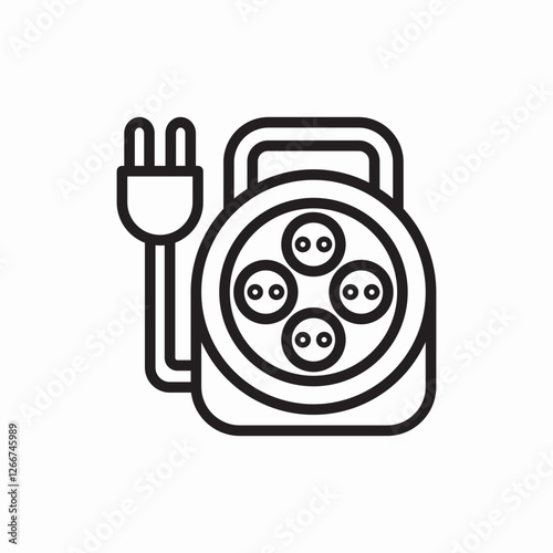 electric extension cord on reel icon vector sign