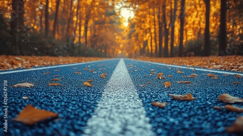 Autumnal Path: A Serene Walk Through Golden Trees