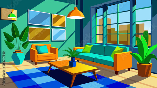 living room interior with sofa