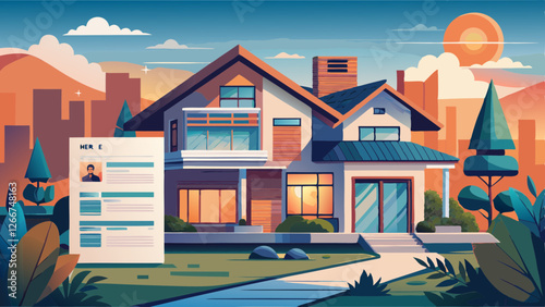 real estate flyer template with modern house