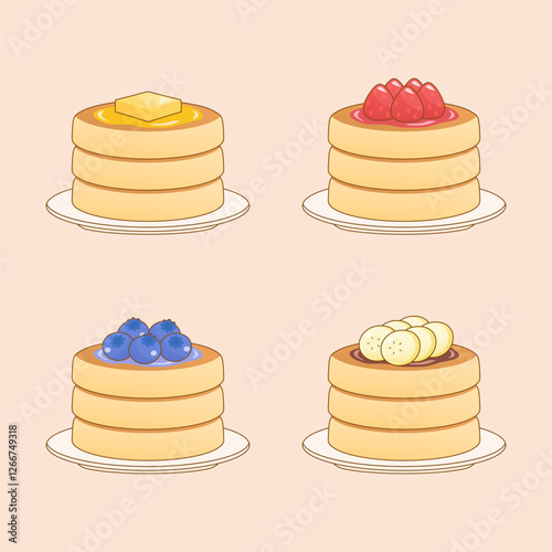 set of pancake dessert