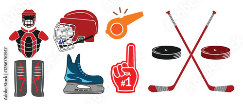 Canvas Print ice hockey equipment design set, color style, editable vector eps 10