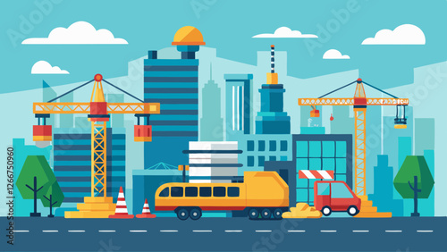 construction site with crane and building