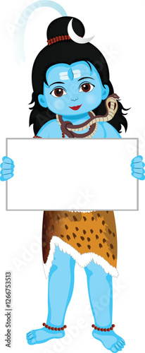Lord Shiva Hold a White Board Cartoon Character Vector Illustration (Royalty Free)