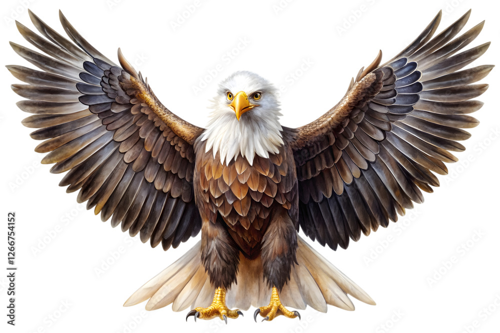 Majestic Bald Eagle with Wings Spread: A powerful bald eagle stands with its wings majestically spread wide, showcasing its impressive plumage and sharp gaze. Majestic Bald Eagle with Wings Spread: A powerful bald eagle stands with its wings majestically spread wide, showcasing its impressive plumage and sharp gaze.