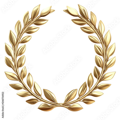 Isolated Golden Laurel Wreath Award