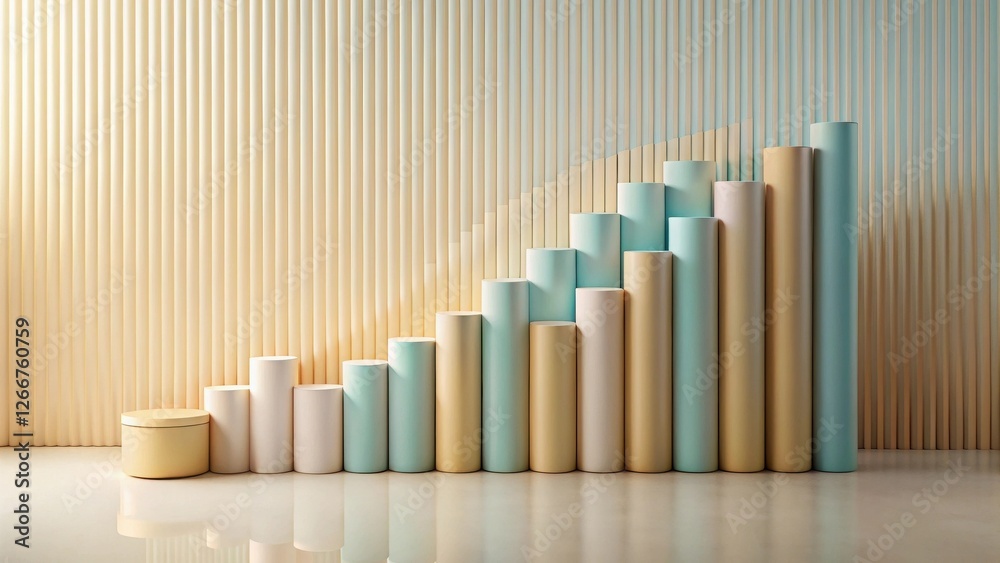 Pastel Cylinders Ascending on a Linear Background Presenting a Modern Minimalist Product Display Pastel Cylinders Ascending on a Linear Background Presenting a Modern Minimalist Product Display