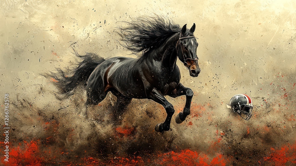 Majestic Black Stallion in Motion: A Dynamic Equestrian Art Majestic Black Stallion in Motion: A Dynamic Equestrian Art