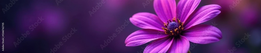 Deep purple, starburst shaped, pollen-rich center , plant, closeup Deep purple, starburst shaped, pollen-rich center , plant, closeup