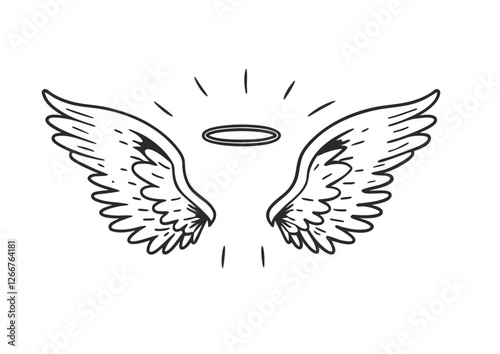 black and white angel wings with aura vector