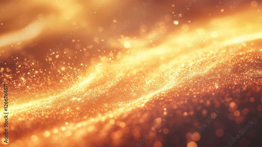 Naklejka premium A captivating trail of golden light shimmering against a smooth, glowing gradient, 