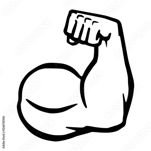 Outlined Illustration of Flexing Arms Depicting Strength and Physical Fitness

