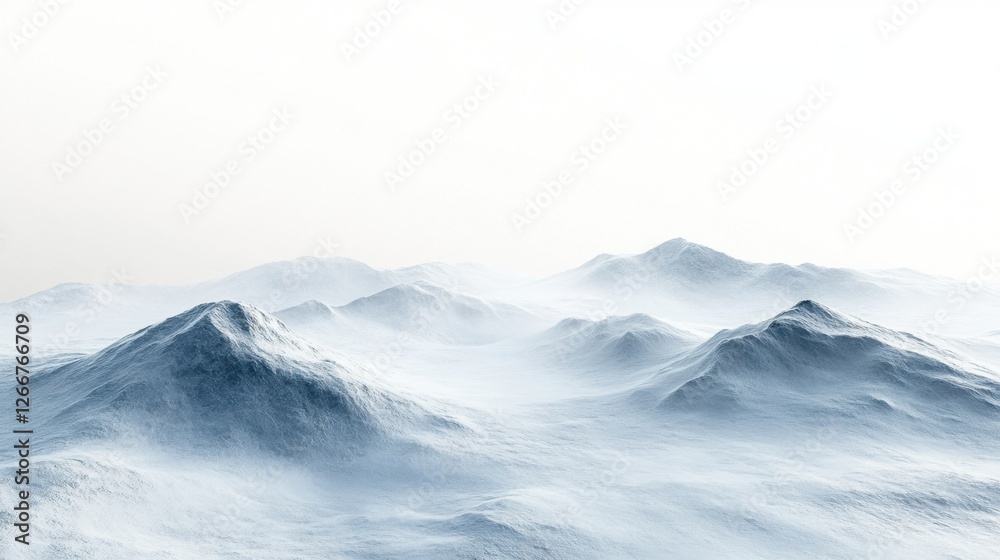 Fototapeta premium Mountain range with snow-capped peaks under a clear blue sky in a natural outdoor landscape