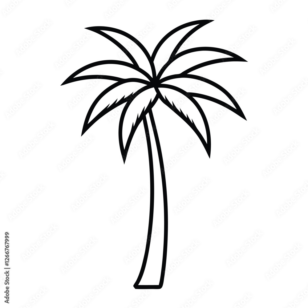 Obraz premium A palm tree liner art on white background
