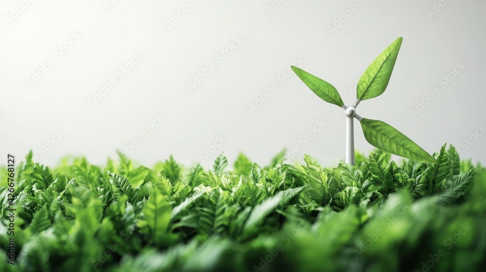 Obraz premium Green plant with a prominent leaf emerging from the foliage in a natural setting