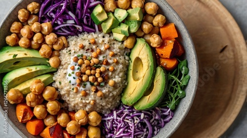 Wallpaper Mural Vibrant Vegan Buddha Bowl with Quinoa & Roasted Vegetables  Torontodigital.ca