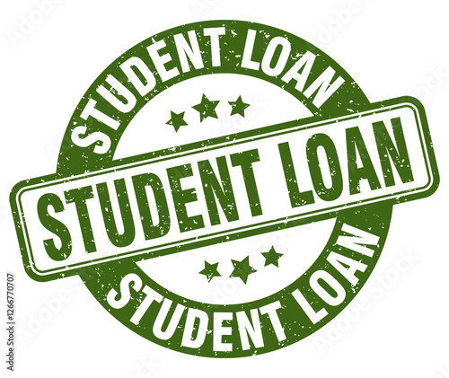 student loan stamp. student loan label. round grunge sign