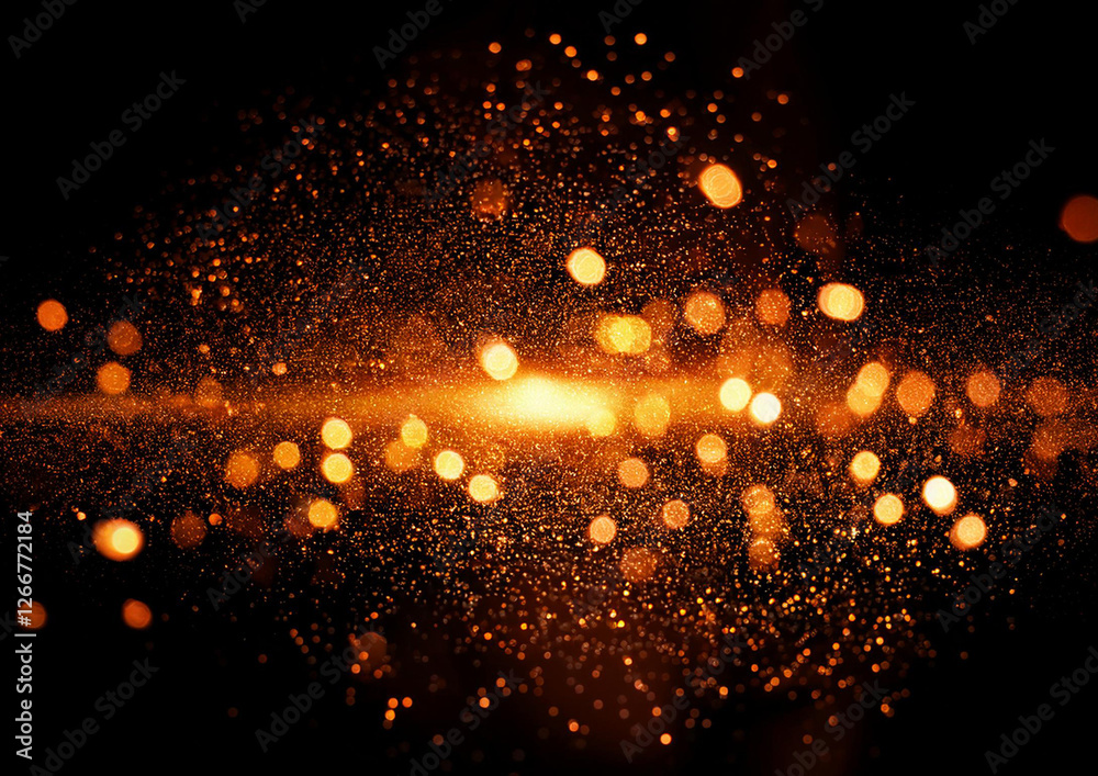 Obraz premium 黒い背景にオレンジの光