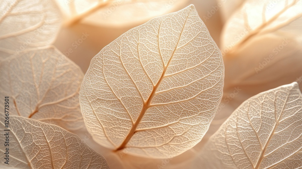 Obraz premium Pale leaves, close-up, natural light, soft background, nature design