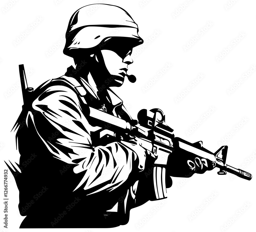 Soldier vector simple design black and white