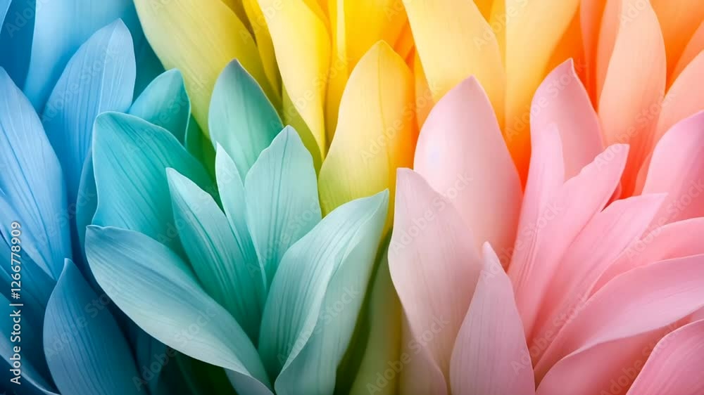 Vibrant multicolored petals abstract close-up, artful floral design, springtime renewal, and festival decor