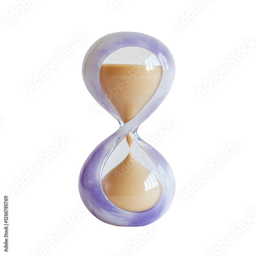 Isolated Hourglass with a Gentle Twist and Lavender Marbling photo