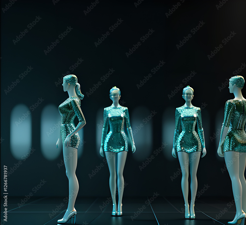 Abstract surrealistic illustration of glass statue several people standing in pose.Concept project.mindfulness and meditation.Futuristic. cyberpunk.innovation different types of poses.generative ai Abstract surrealistic illustration of glass statue several people standing in pose.Concept project.mindfulness and meditation.Futuristic. cyberpunk.innovation different types of poses.generative ai