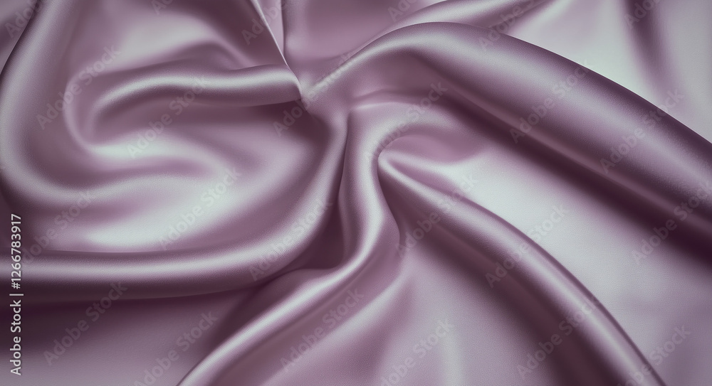 Fototapeta premium A soft, smooth white satin fabric with subtle folds and texture. The background is a muted lavender color to complement the delicate sheen of the silk